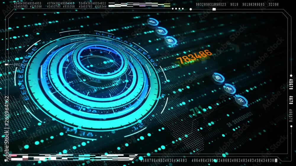 Poster hi-tech motion graphic futuristic user interface head up display screen with digital data and inform