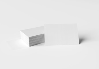 Stack of white business cards mockup isolated on white 3d rendering