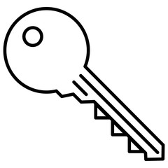 Vector Black Outline Icon - Modern Key