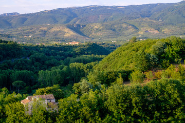 Fototapeta na wymiar Countryside with hills as seen from Sant'Agata de' Goti, Campania, Italy