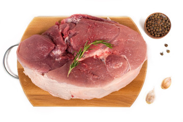 Piece of pork meat on white background. Isolate.