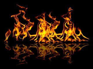 fire flame with sparks on a black background