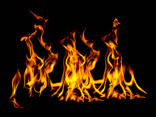 fire flame with sparks on a black background