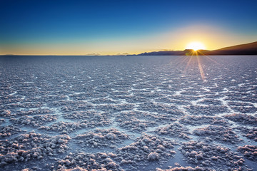 Salar de Uyuni (Uyuni salt flats) at sunset, Potosi, Bolivia, South America