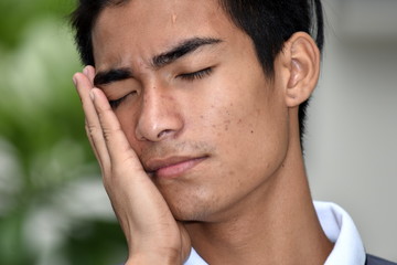 Obraz premium Tired Handsome Diverse Male Man