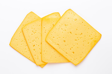 Cheese slice on white background.