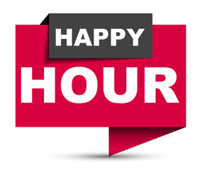 red vector banner happy hour