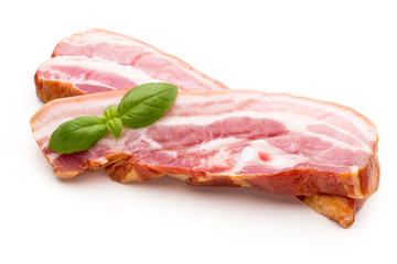 Pieces of raw pork lard isolated on white background.