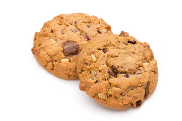 Chocolate chip cookie isolated on white background.