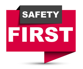 red vector banner safety first
