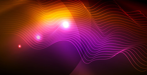 Color neon lights with waves abstract background