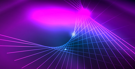 Color neon lights with waves abstract background