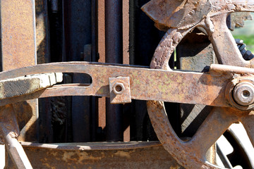 Old rusty gears, a fragment of the mechanism as a background and texture