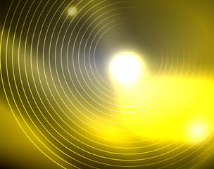 Dark space with neon color glowing lights abstract background