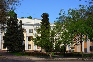 Almaty city streets green trees