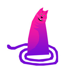 Funny paper cut cat  card template. Abstract creative cat illustration for design childish poster, birthday card, veterinaryan clinic advertising, invitation, pet shop sale etc.