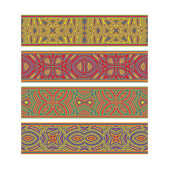Ethnic patterned ribbon design. Move ornament elements to Brush Panel to create vector pattern brushes.