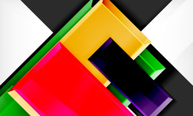 Bright colorful square shape blocks geometrical background