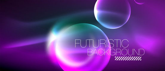 Vector glowing neon circles abstract background