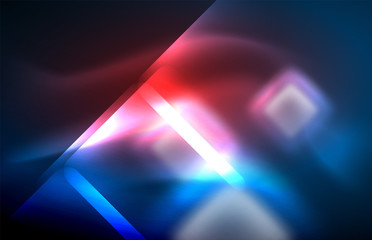 Fototapeta premium Neon glowing techno lines, hi-tech futuristic abstract background template with square shapes
