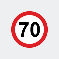 Traffic sign speed limit 70