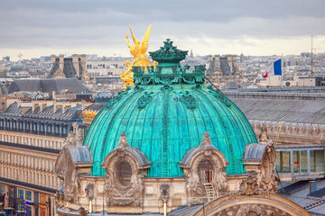 opera Dome and aerial view of Paris 
