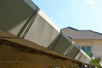 gutter drainage on roof top of house