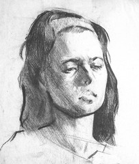 illustration, portrait, pencil drawing, sketch