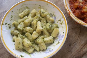 homemade italian pesto gnocchi