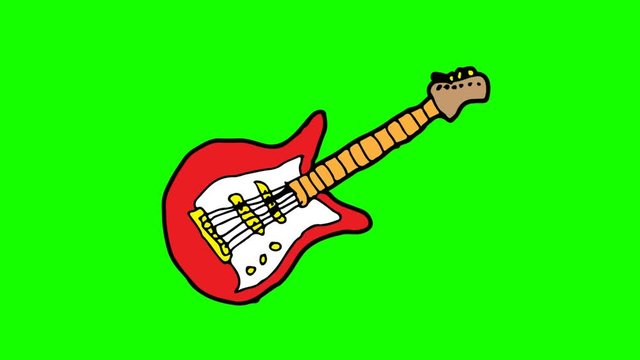 kids drawing green screen with theme of electric guitar