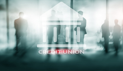 Credit Union. Financial cooperative banking services. Finance abstract background.
