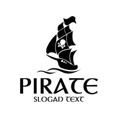 pirate logo concept black and white vector art