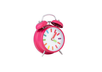 red colour alarm clock on isolated white background