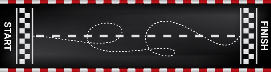 Fototapeta premium Start to finish line racing track. Success concept for life racing for bigger goals. Vector illustration template layout from top view.