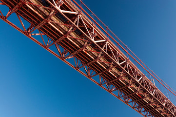 Detail of the 25 of April bridge in the city of Lisbon, Portugal