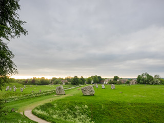 Details of stones and the environs in the Prehistoric Avebury Stone Circle, Wiltshire, England, UK