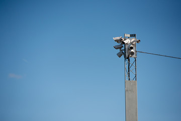 Surveilance cameras on a pylon