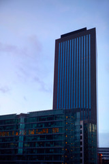 modern tall building with evening sky on background