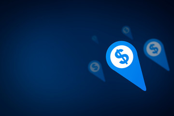 American dollar symbol, dollar currency concept