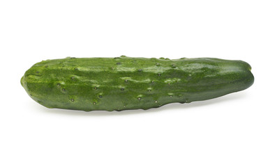 Cucumber isolated on white background. Top view, flat lay