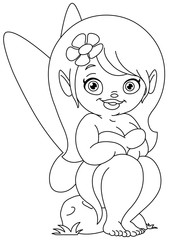 Outlined cute fairy