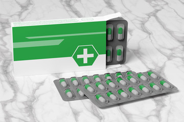 Pharmaceutical Packaging Mockup - 3d rendering