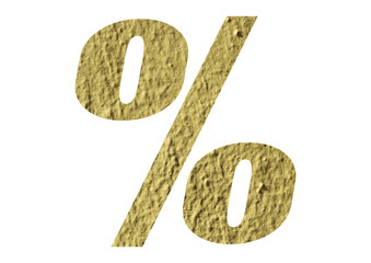 Percent Sign,percentage with yellow wall textured on white background