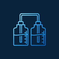 Chemistry bottles blue vector chemistry concept line icon or logo element on dark background