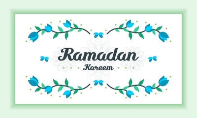 Ramadan kareem greeting card with floral ornament frame