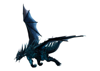 3D Rendering Fairy Tale Dragon on White