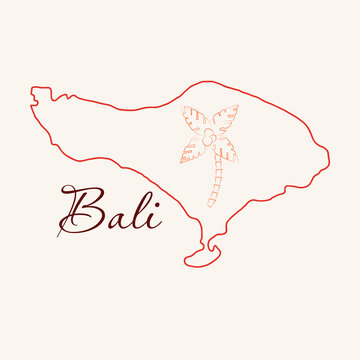 Map of Bali thin line