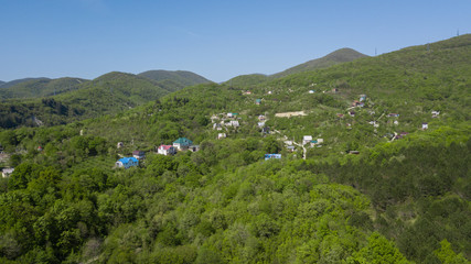 Fototapeta na wymiar Beautiful Caucasian mountain landscape,, forest trees , South Russia.