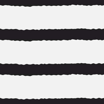 Seamless vector pattern with horizontal wavy thick lines and stripes. Torn paper ripped edges effect. Decorative texture for print, textile, packaging, wrapping, web. Isolated repetitive tiles.