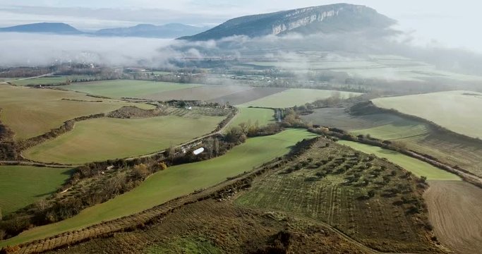 Aerial landscape of Navarre valleys and hills, North Spain